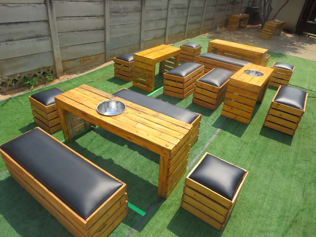 comfortable combo beer benches